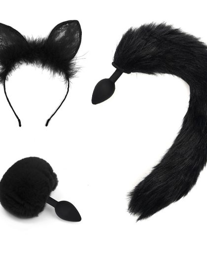 Fox Tail & Ears Anal Butt Plug Sex Toys Cat Ears for SM & Cospaly