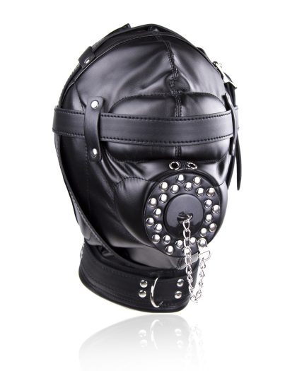 Leather Rivet Hood with Mouth Plug