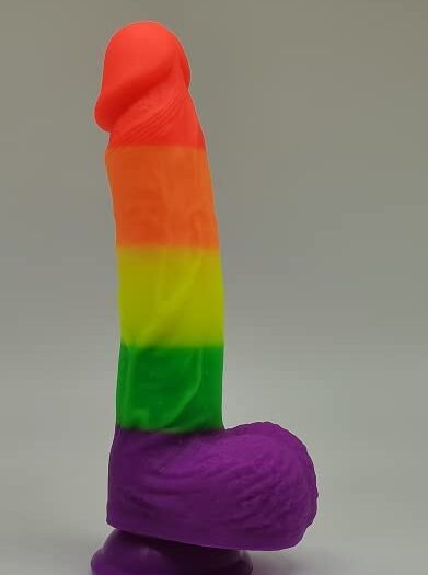 8.1 Inch Realistic Rainbow Dildo with Strong Suction Cap Base Hands-Free Ultra-Soft and Flexible Cock for G Spot Anal Play