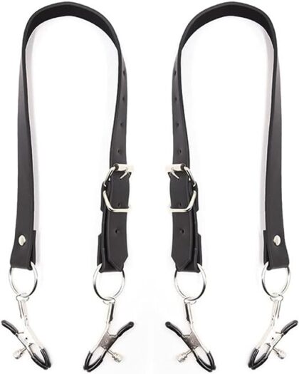 Spreader Straps Bondage Restraints Sex Toys for Women with Nipple Clamps adjustable16-34inch