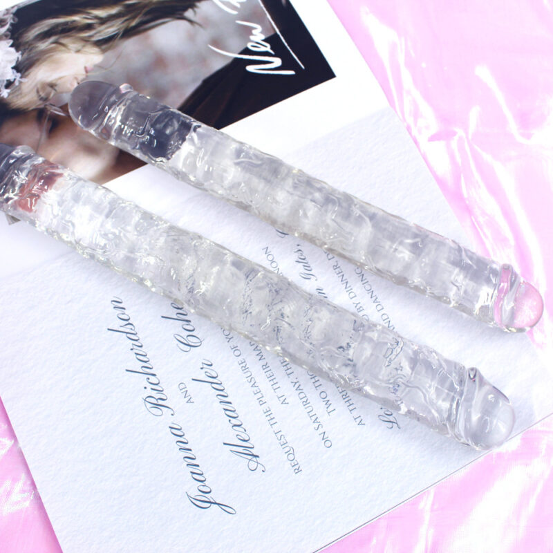 Transparent Crystal Double-Headed Soft Dildo Female Masturbator - Image 3