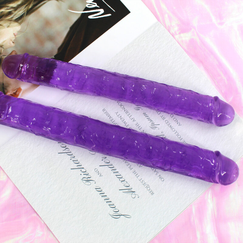 Transparent Crystal Double-Headed Soft Dildo Female Masturbator - Image 4